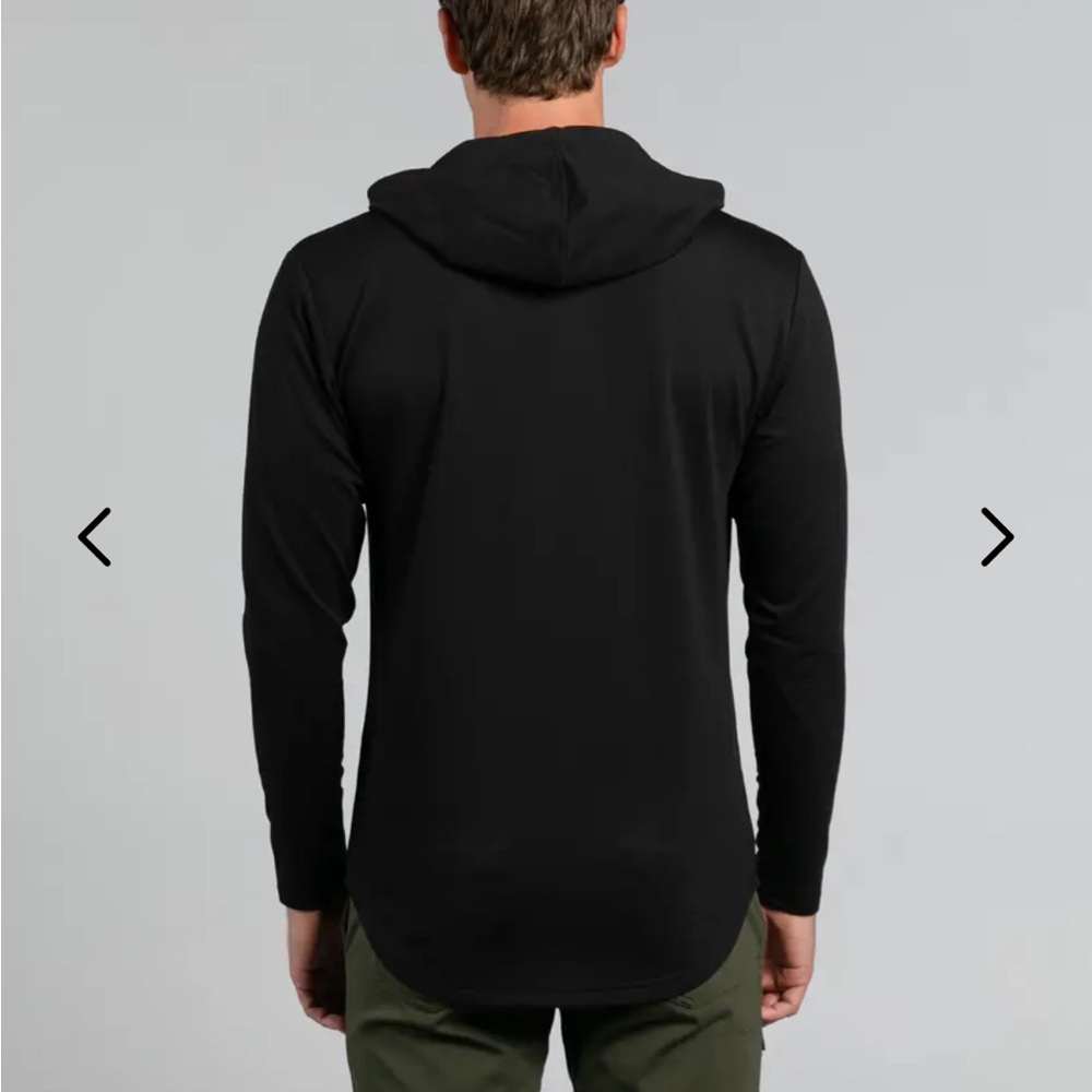 BYLT Premium Basics Black Hooded Drop-Cut Long Sleeve - Picture 3 of 4